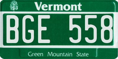 VT license plate BGE558