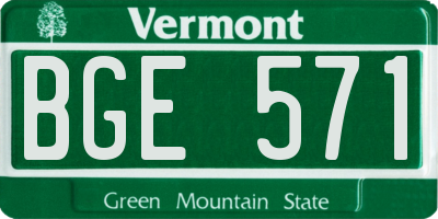 VT license plate BGE571