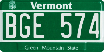 VT license plate BGE574