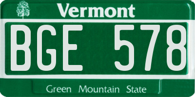 VT license plate BGE578