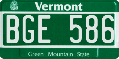VT license plate BGE586