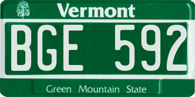 VT license plate BGE592