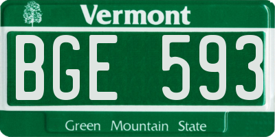 VT license plate BGE593