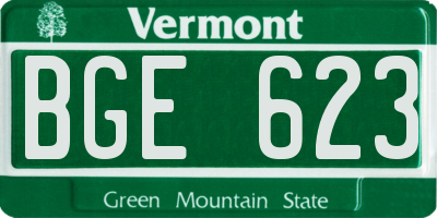 VT license plate BGE623