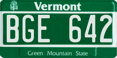 VT license plate BGE642