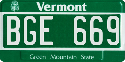 VT license plate BGE669