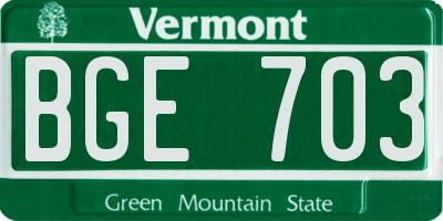 VT license plate BGE703