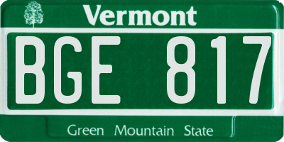 VT license plate BGE817