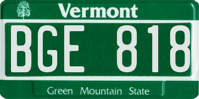 VT license plate BGE818