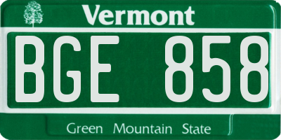 VT license plate BGE858