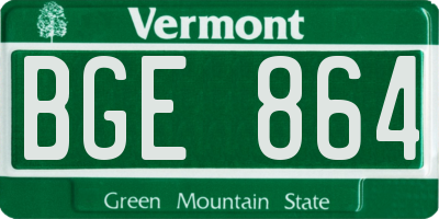VT license plate BGE864