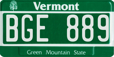 VT license plate BGE889