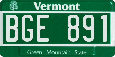 VT license plate BGE891