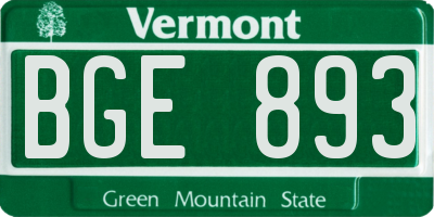 VT license plate BGE893
