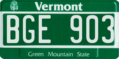 VT license plate BGE903