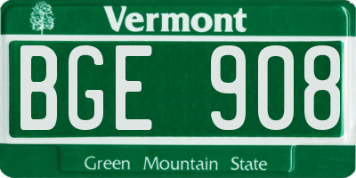 VT license plate BGE908