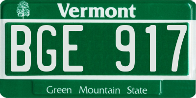 VT license plate BGE917