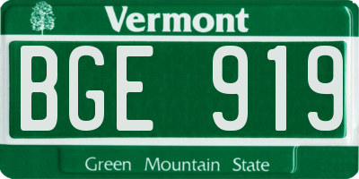 VT license plate BGE919