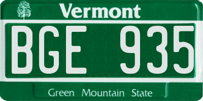 VT license plate BGE935