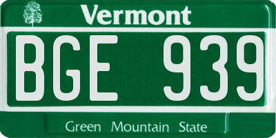 VT license plate BGE939