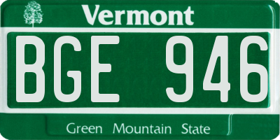 VT license plate BGE946