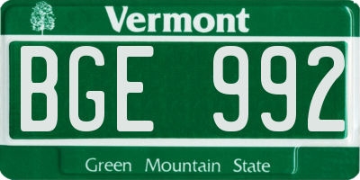 VT license plate BGE992