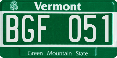 VT license plate BGF051