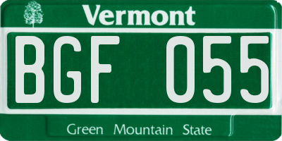 VT license plate BGF055