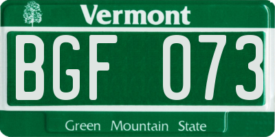 VT license plate BGF073