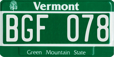 VT license plate BGF078