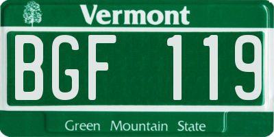 VT license plate BGF119