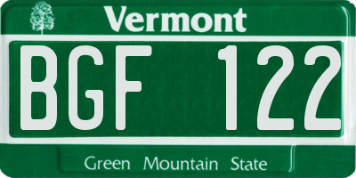 VT license plate BGF122