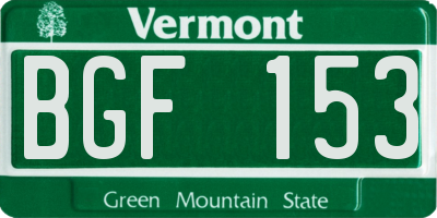 VT license plate BGF153