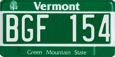 VT license plate BGF154