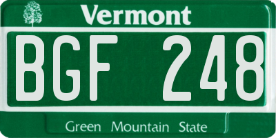 VT license plate BGF248