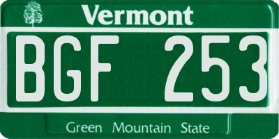 VT license plate BGF253