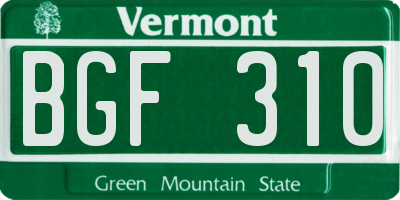 VT license plate BGF310