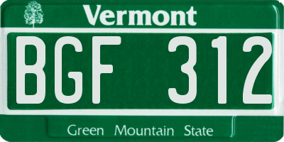 VT license plate BGF312