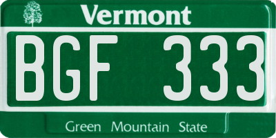 VT license plate BGF333