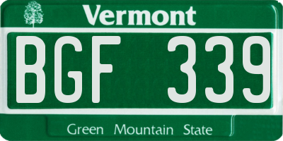 VT license plate BGF339