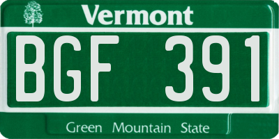 VT license plate BGF391