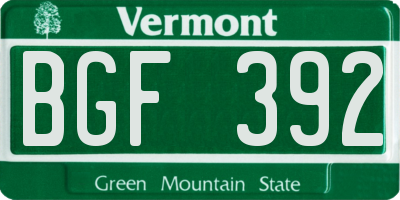 VT license plate BGF392