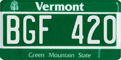 VT license plate BGF420