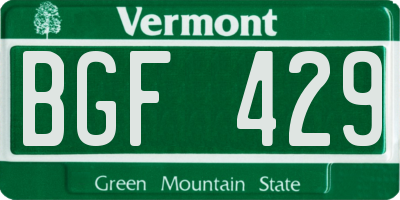 VT license plate BGF429