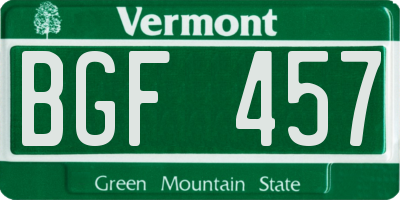 VT license plate BGF457