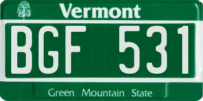 VT license plate BGF531