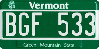 VT license plate BGF533