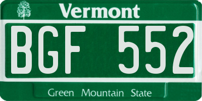 VT license plate BGF552