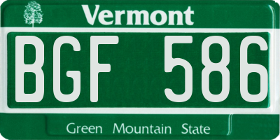 VT license plate BGF586