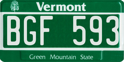VT license plate BGF593
